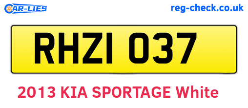 RHZ1037 are the vehicle registration plates.