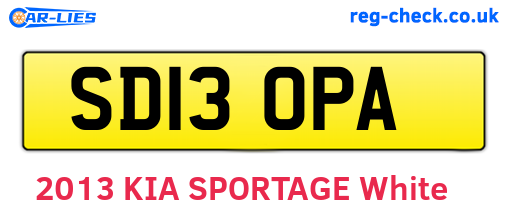 SD13OPA are the vehicle registration plates.
