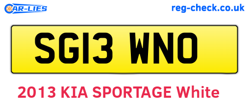 SG13WNO are the vehicle registration plates.