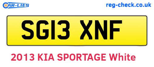 SG13XNF are the vehicle registration plates.