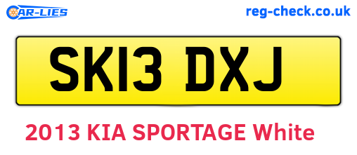 SK13DXJ are the vehicle registration plates.