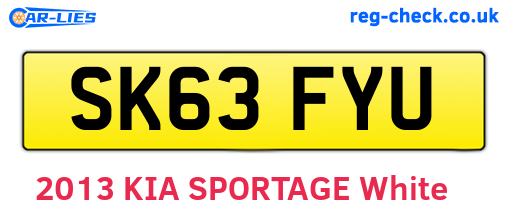 SK63FYU are the vehicle registration plates.