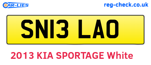 SN13LAO are the vehicle registration plates.