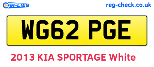 WG62PGE are the vehicle registration plates.