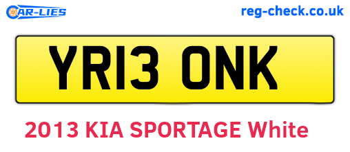YR13ONK are the vehicle registration plates.