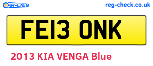 FE13ONK are the vehicle registration plates.