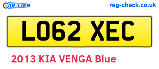 LO62XEC are the vehicle registration plates.
