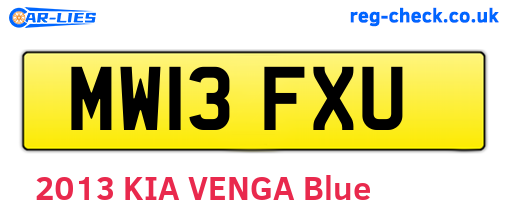 MW13FXU are the vehicle registration plates.