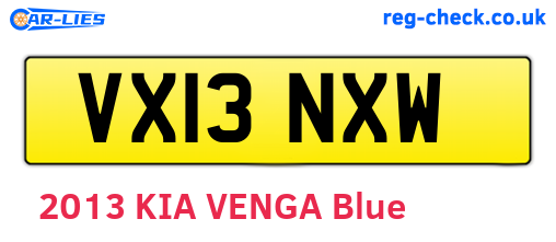VX13NXW are the vehicle registration plates.