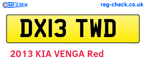 DX13TWD are the vehicle registration plates.