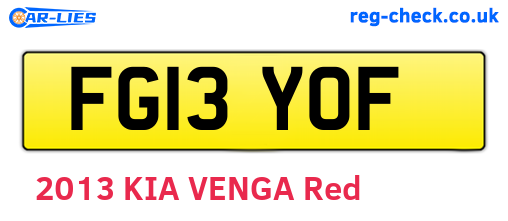 FG13YOF are the vehicle registration plates.
