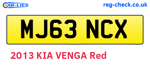 MJ63NCX are the vehicle registration plates.