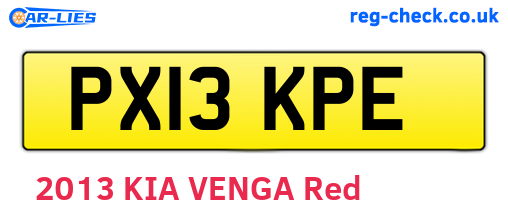 PX13KPE are the vehicle registration plates.