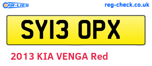 SY13OPX are the vehicle registration plates.