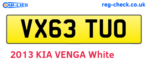 VX63TUO are the vehicle registration plates.