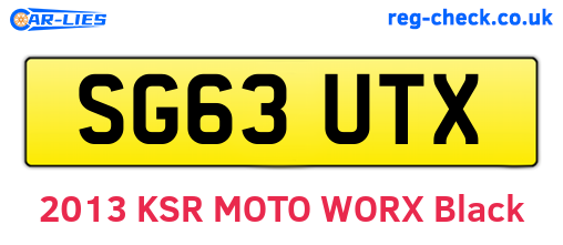 SG63UTX are the vehicle registration plates.
