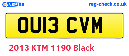 OU13CVM are the vehicle registration plates.