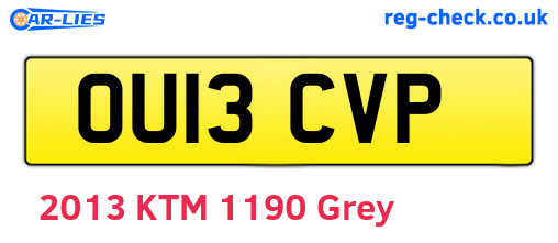 OU13CVP are the vehicle registration plates.