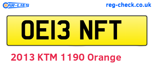 OE13NFT are the vehicle registration plates.