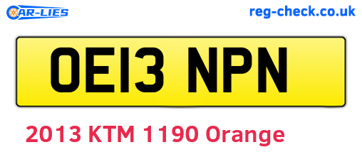 OE13NPN are the vehicle registration plates.