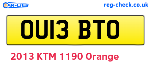 OU13BTO are the vehicle registration plates.