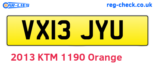 VX13JYU are the vehicle registration plates.