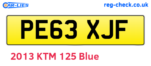 PE63XJF are the vehicle registration plates.