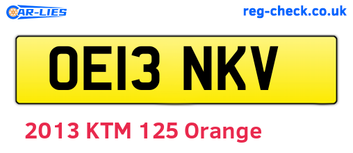 OE13NKV are the vehicle registration plates.