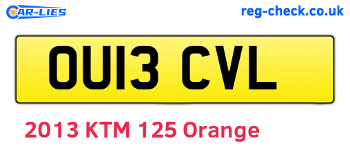 OU13CVL are the vehicle registration plates.