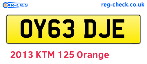 OY63DJE are the vehicle registration plates.