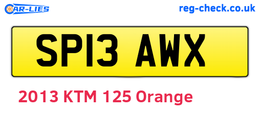 SP13AWX are the vehicle registration plates.