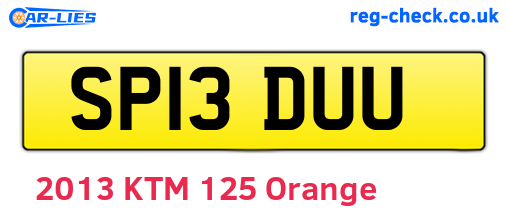 SP13DUU are the vehicle registration plates.