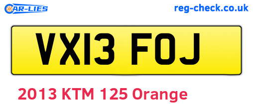 VX13FOJ are the vehicle registration plates.
