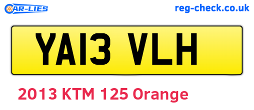 YA13VLH are the vehicle registration plates.