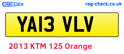 YA13VLV are the vehicle registration plates.