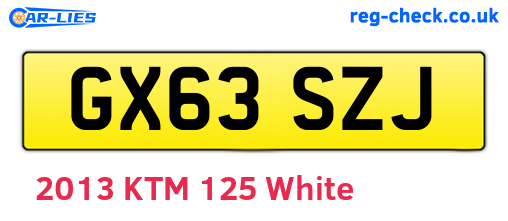 GX63SZJ are the vehicle registration plates.