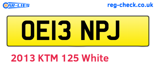 OE13NPJ are the vehicle registration plates.