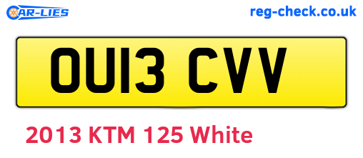 OU13CVV are the vehicle registration plates.