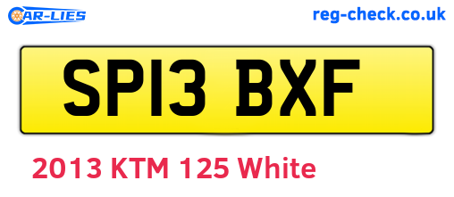 SP13BXF are the vehicle registration plates.