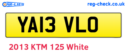 YA13VLO are the vehicle registration plates.