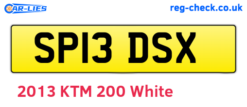 SP13DSX are the vehicle registration plates.
