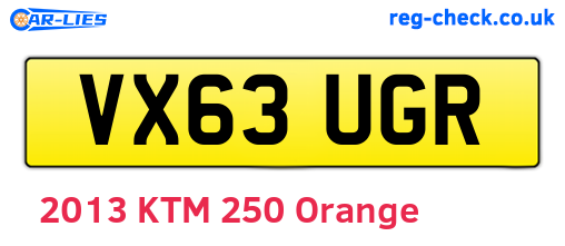 VX63UGR are the vehicle registration plates.