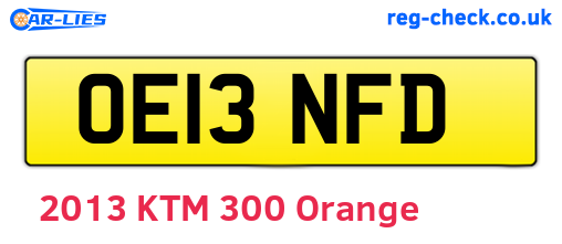 OE13NFD are the vehicle registration plates.