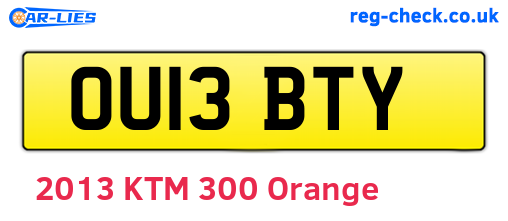 OU13BTY are the vehicle registration plates.
