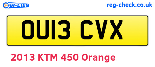 OU13CVX are the vehicle registration plates.
