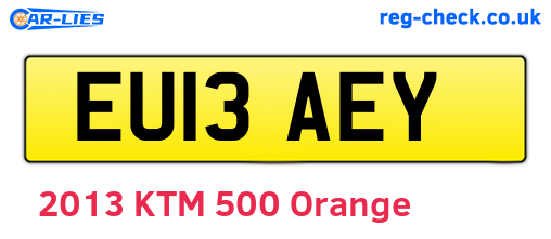 EU13AEY are the vehicle registration plates.