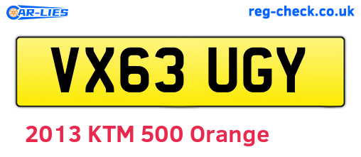 VX63UGY are the vehicle registration plates.