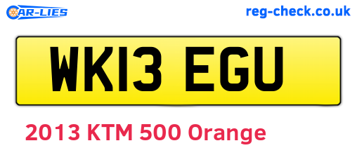 WK13EGU are the vehicle registration plates.