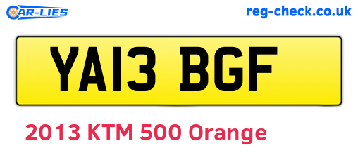 YA13BGF are the vehicle registration plates.