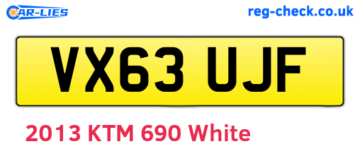 VX63UJF are the vehicle registration plates.